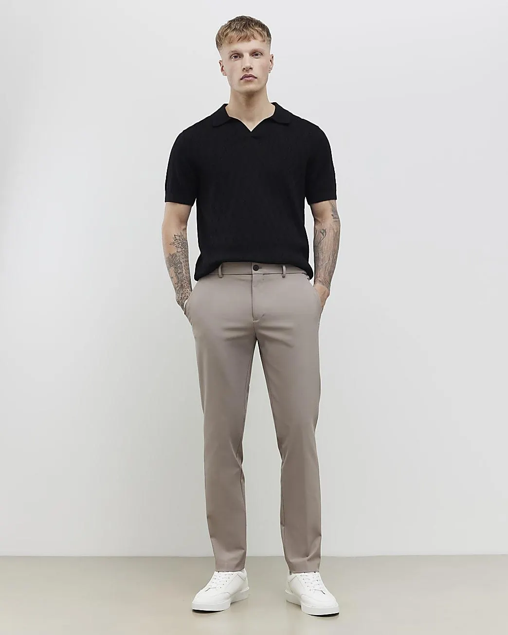 Beige Skinny Fit Trousers