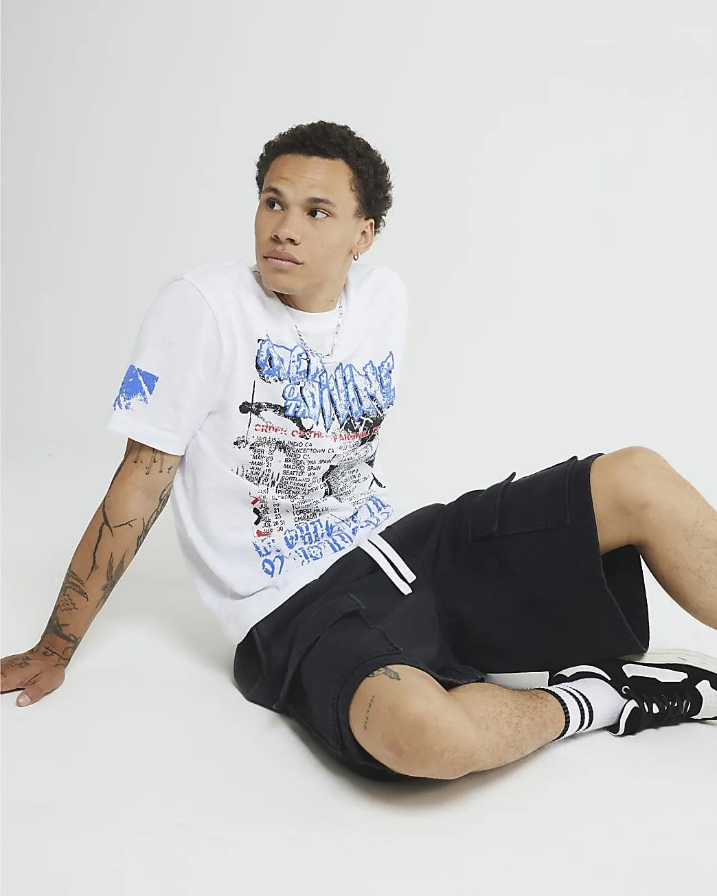 White Regular Fit Divine Band T-Shirt