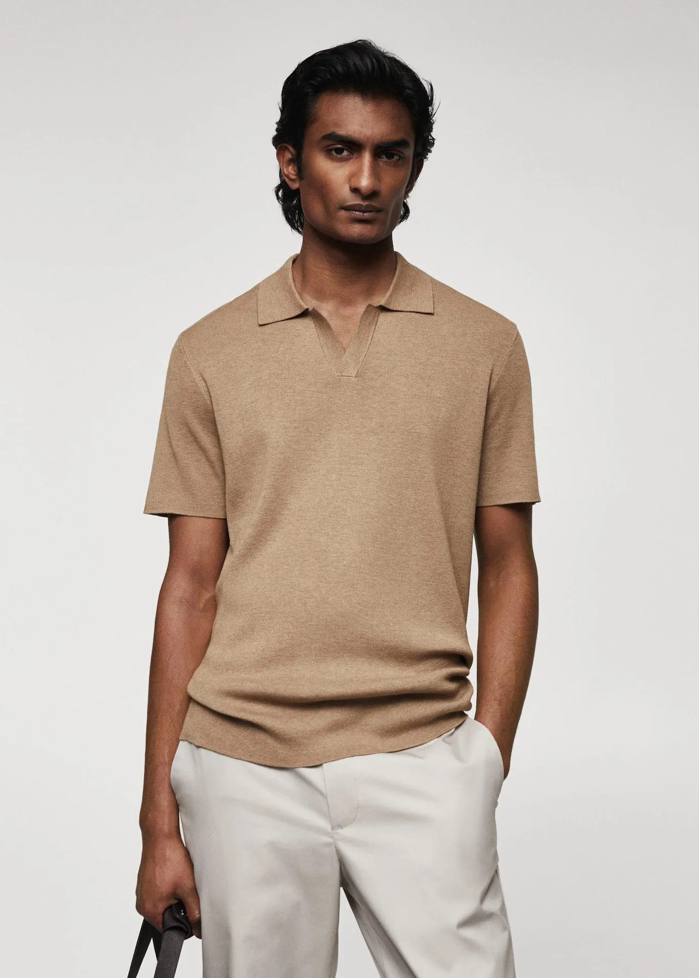 Fine-knit polo shirt