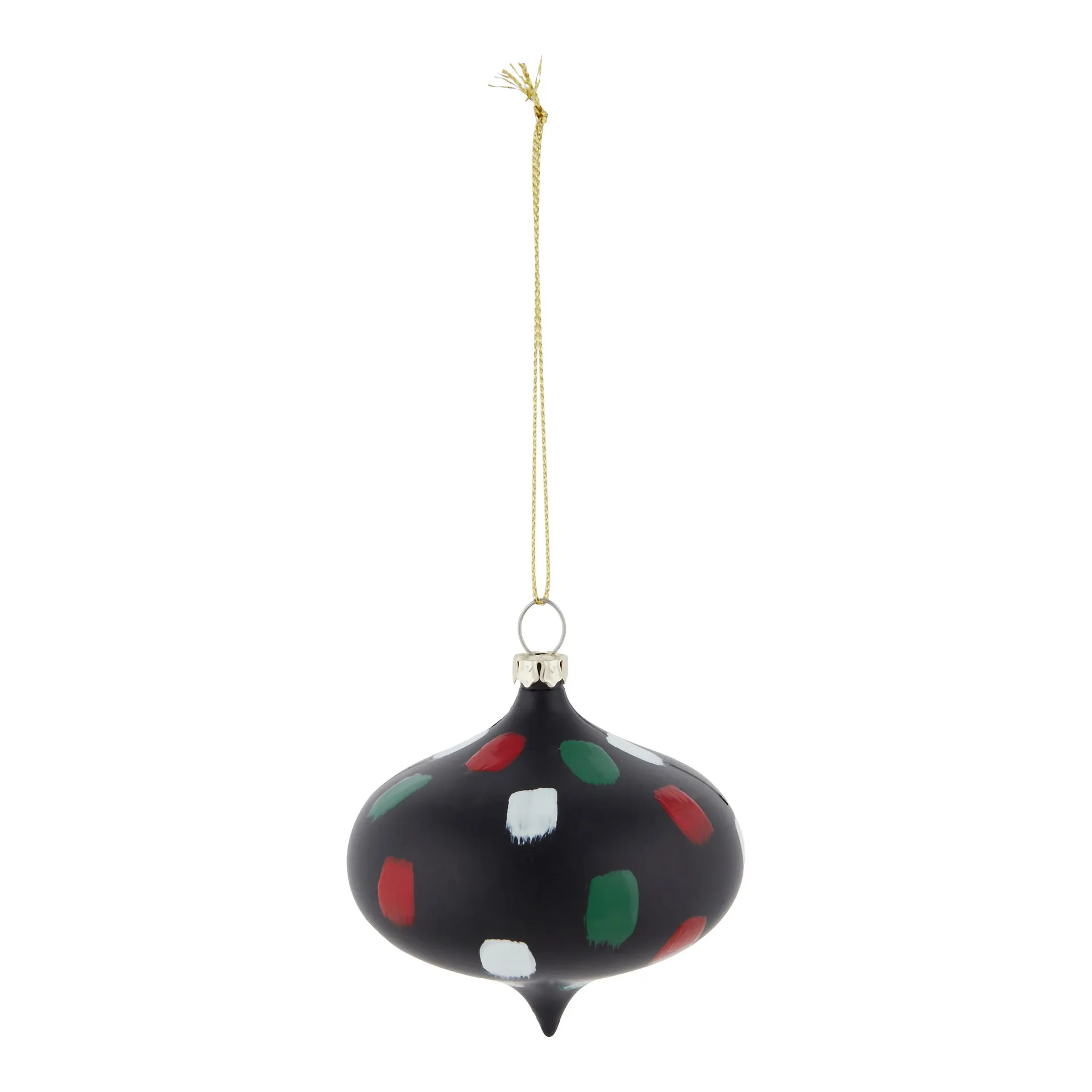 Refined classics Black, Green & Red Paint dots Plastic Round Bauble (D) 80mm
