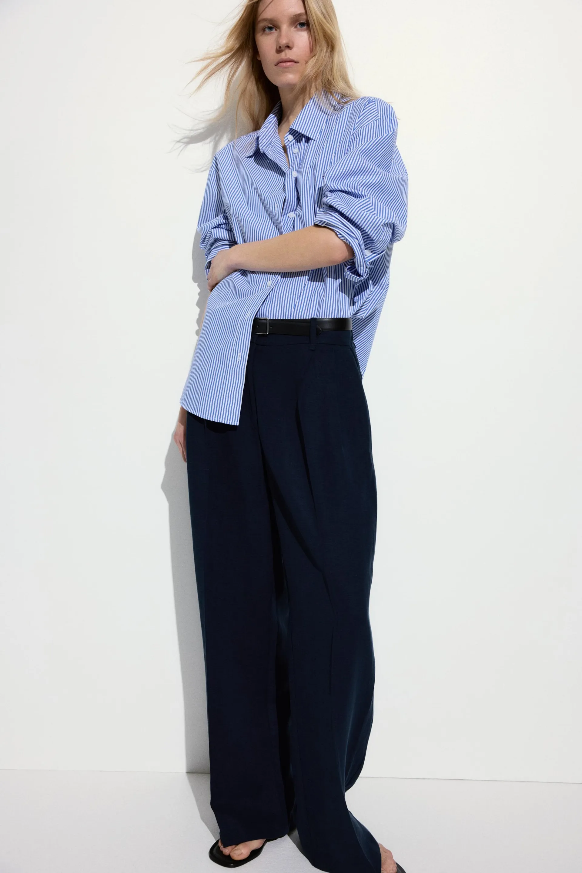 Linen-blend trousers