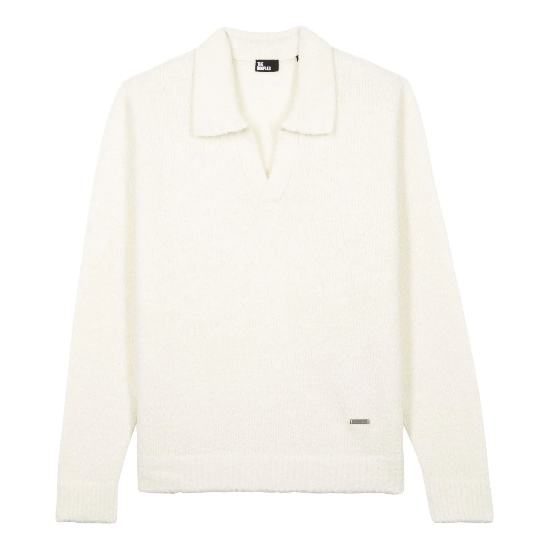 Logo Plaque Brushed Polo Sweater