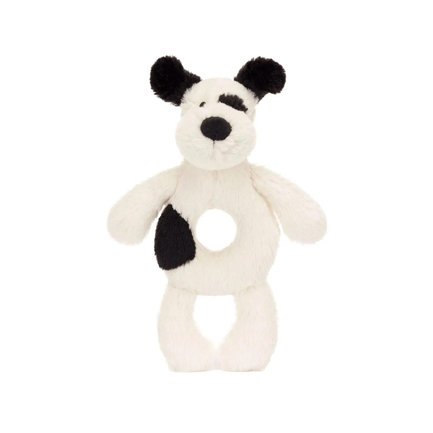 Bashful Black & Cream Puppy Ring Rattle 18cm