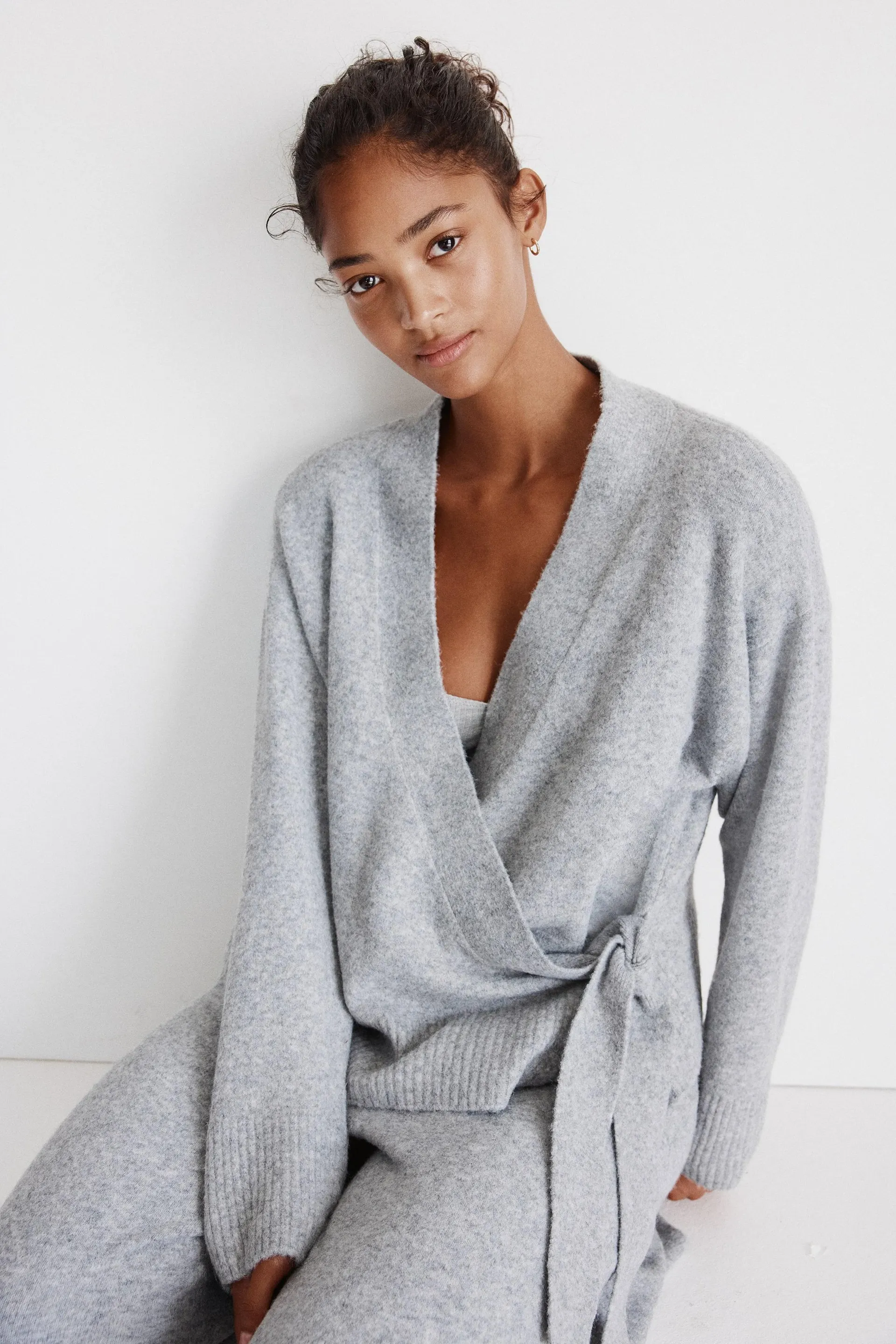 Knitted wrap cardigan