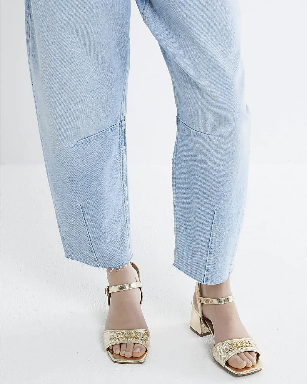 Gold Snaffle Block Heel Sandals