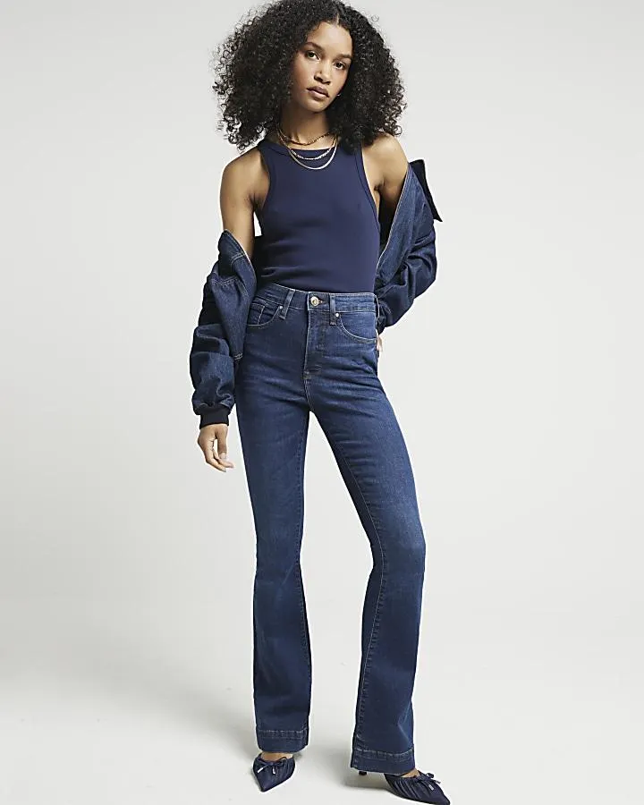 Blue high waisted flare jeans