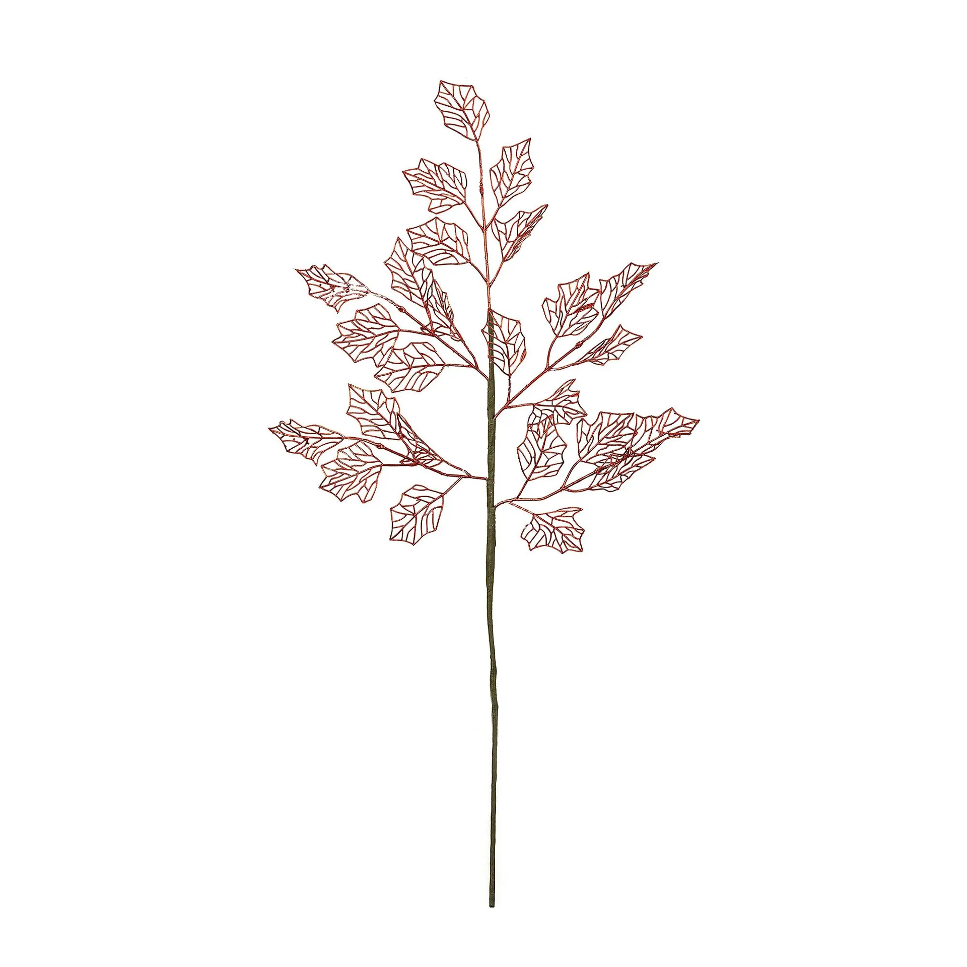 Red Metallic effect Leaf Christmas decoration