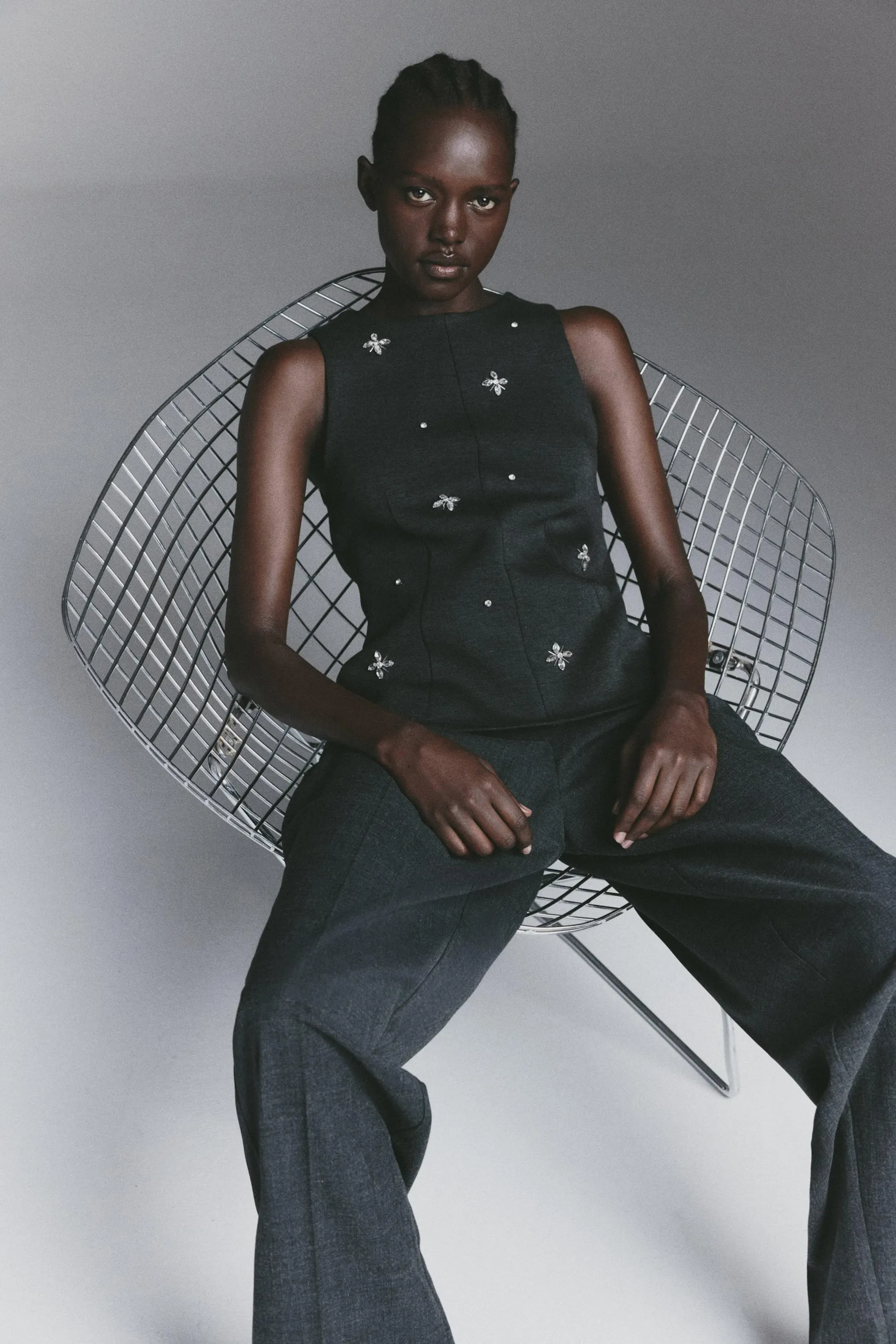 Embellished scuba top