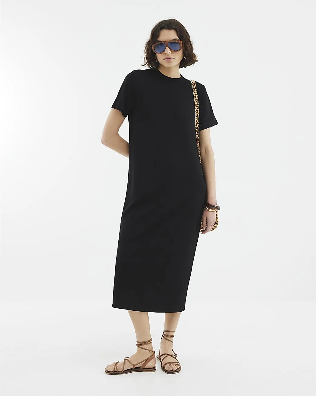 Black Short Sleeve Maxi Dress