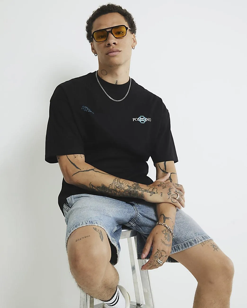 Black Oversized Fit Positano Lemon T-Shirt