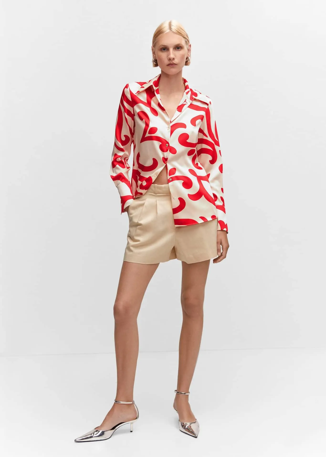 Mintás szaténblúz