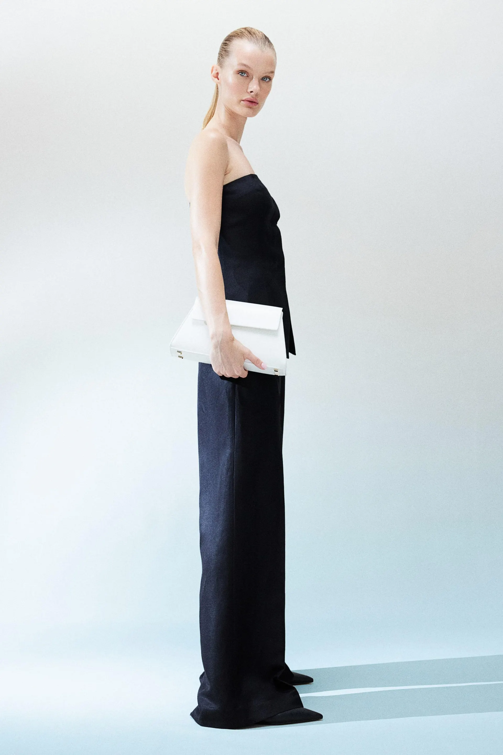 Linen-blend twill trousers