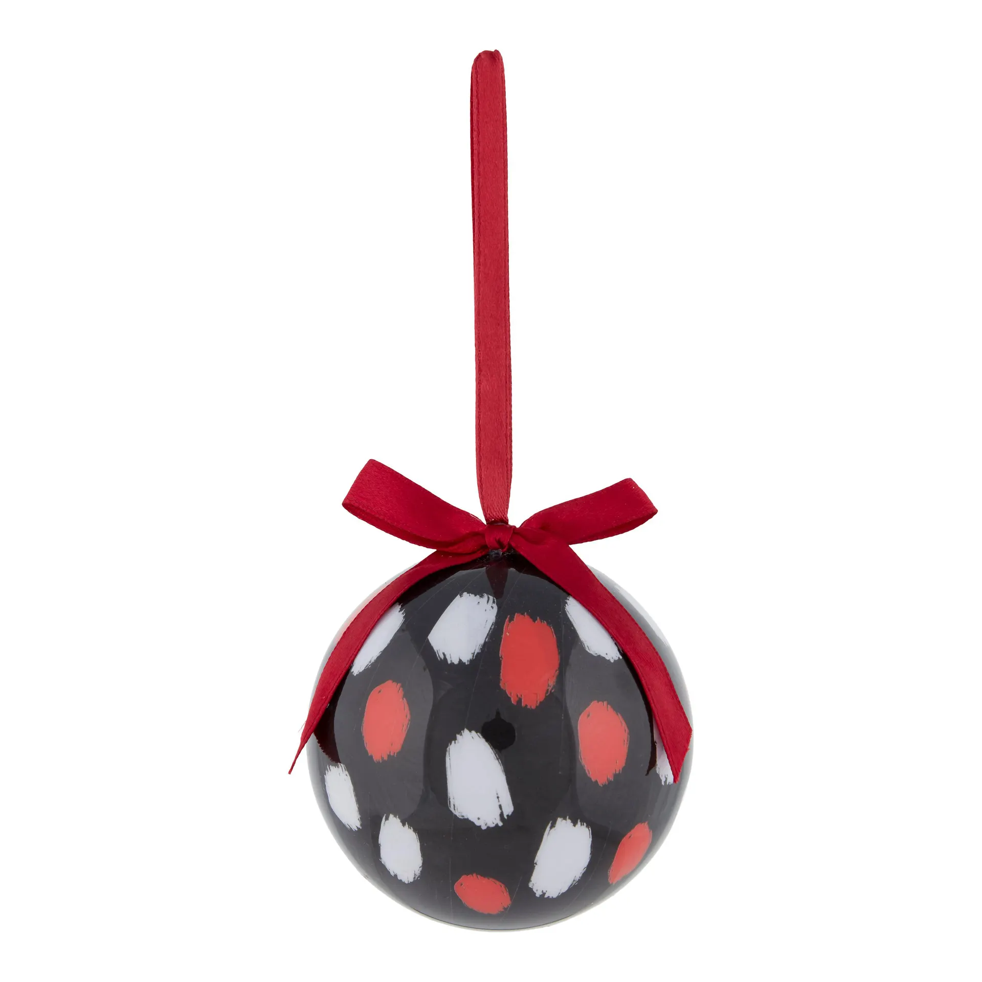 Refined classics Black, Red & White Splashes Plastic Round Bauble (D) 73mm