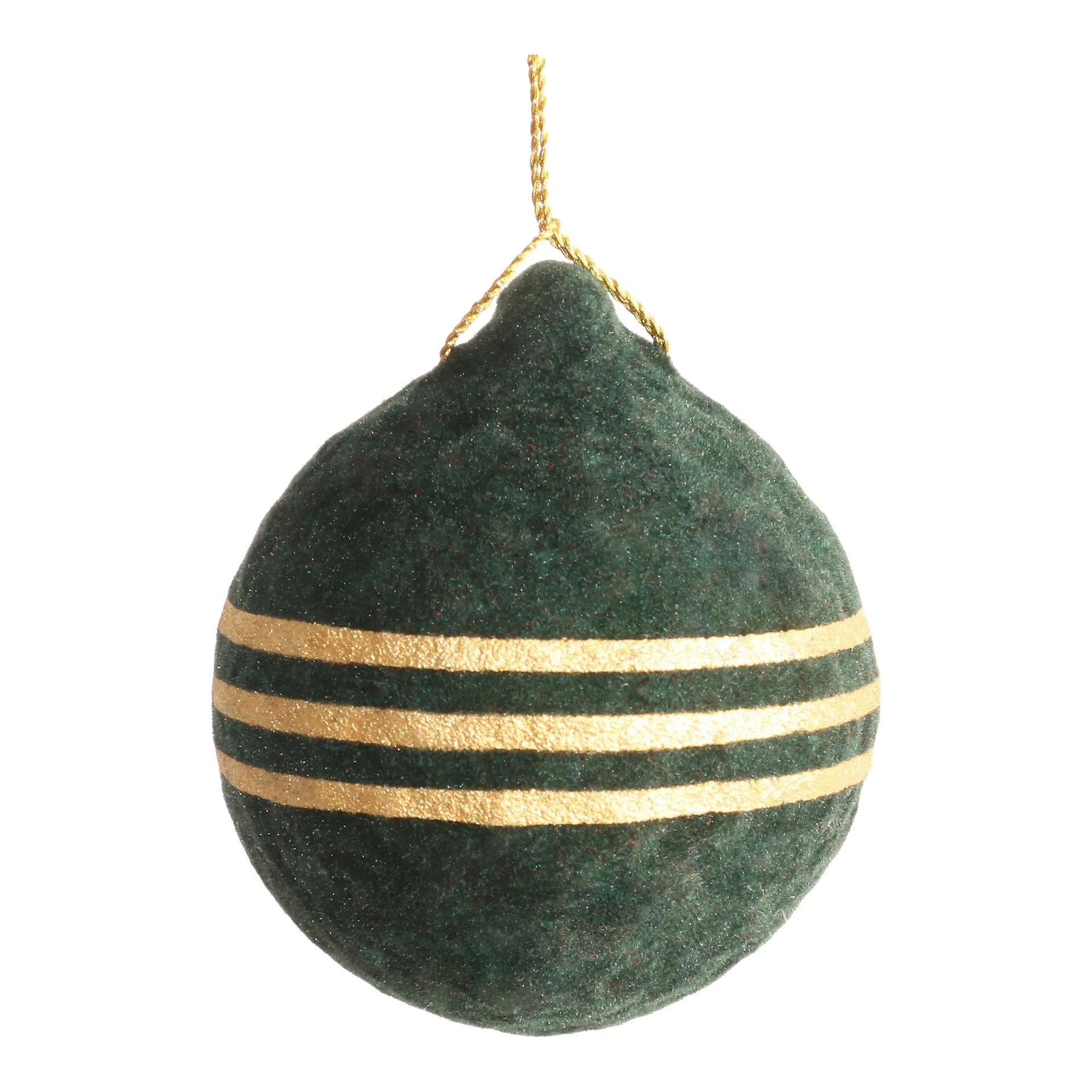 Refined classics Dark green Velvet effect Gold stripes Paper Round Bauble (D) 100mm