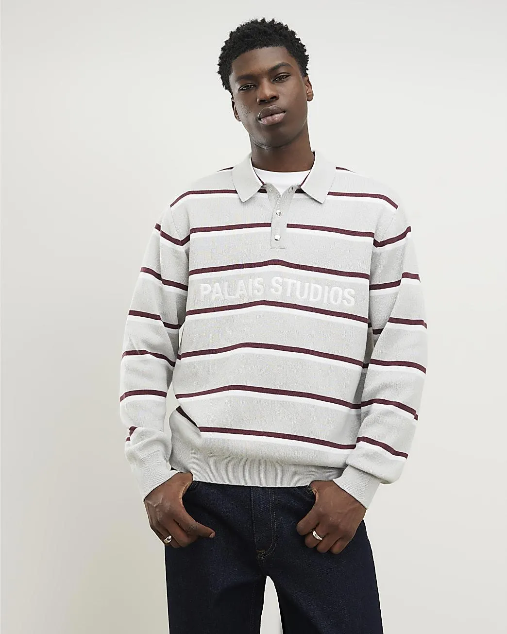 Grey Regular Fit Palais Studios Rugby Jumper