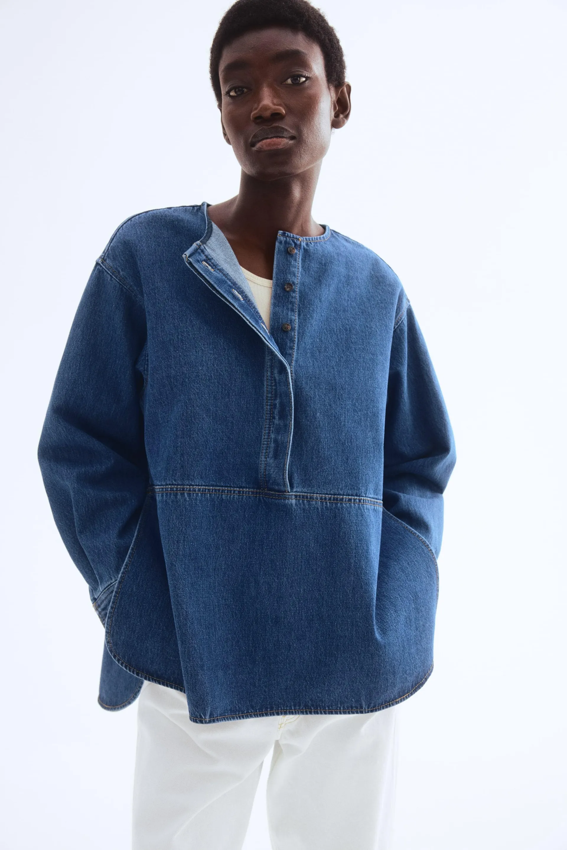 Popover twill blouse