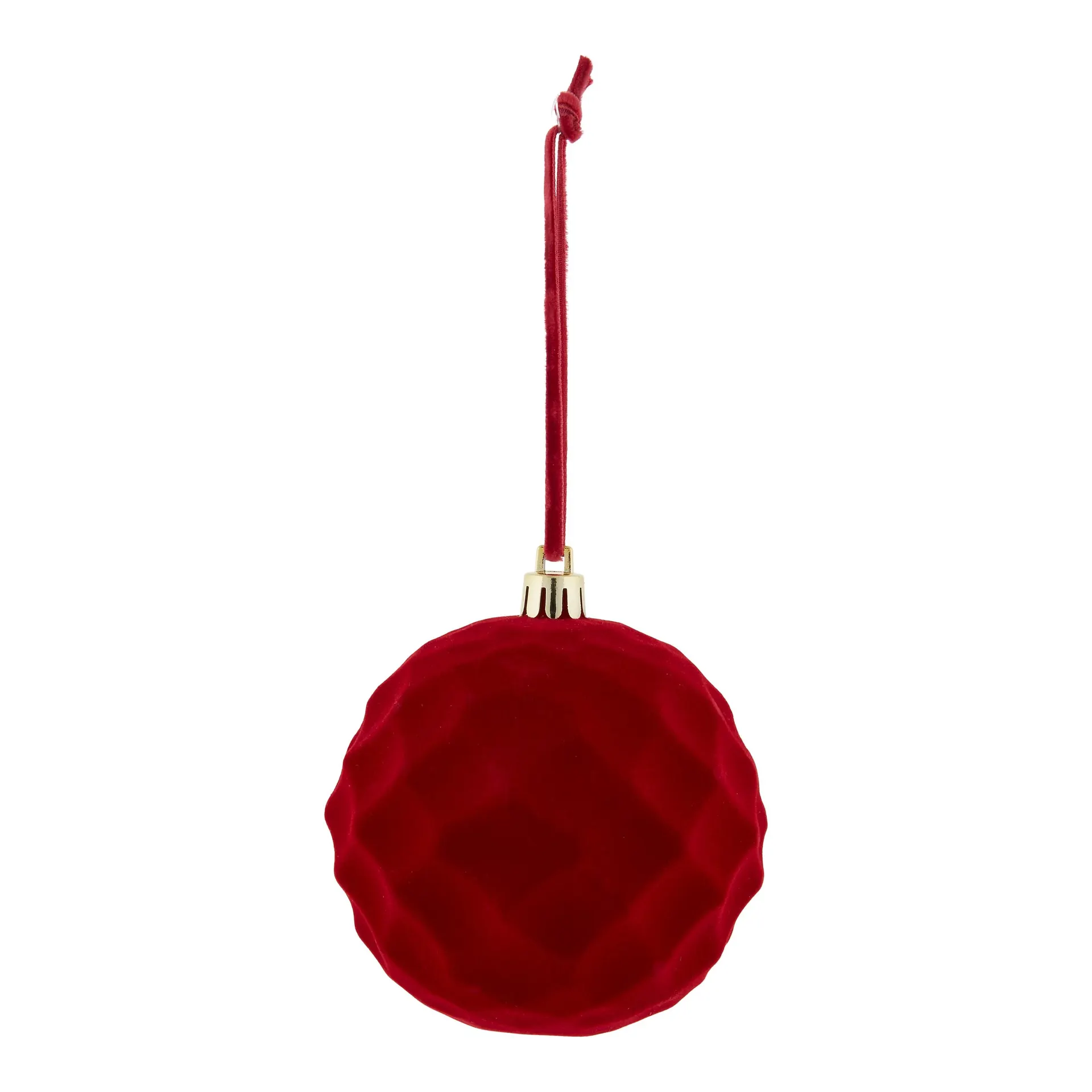 Refined classics Red Flocked effect Ribbed Plastic Diamond Bauble (D) 80mm