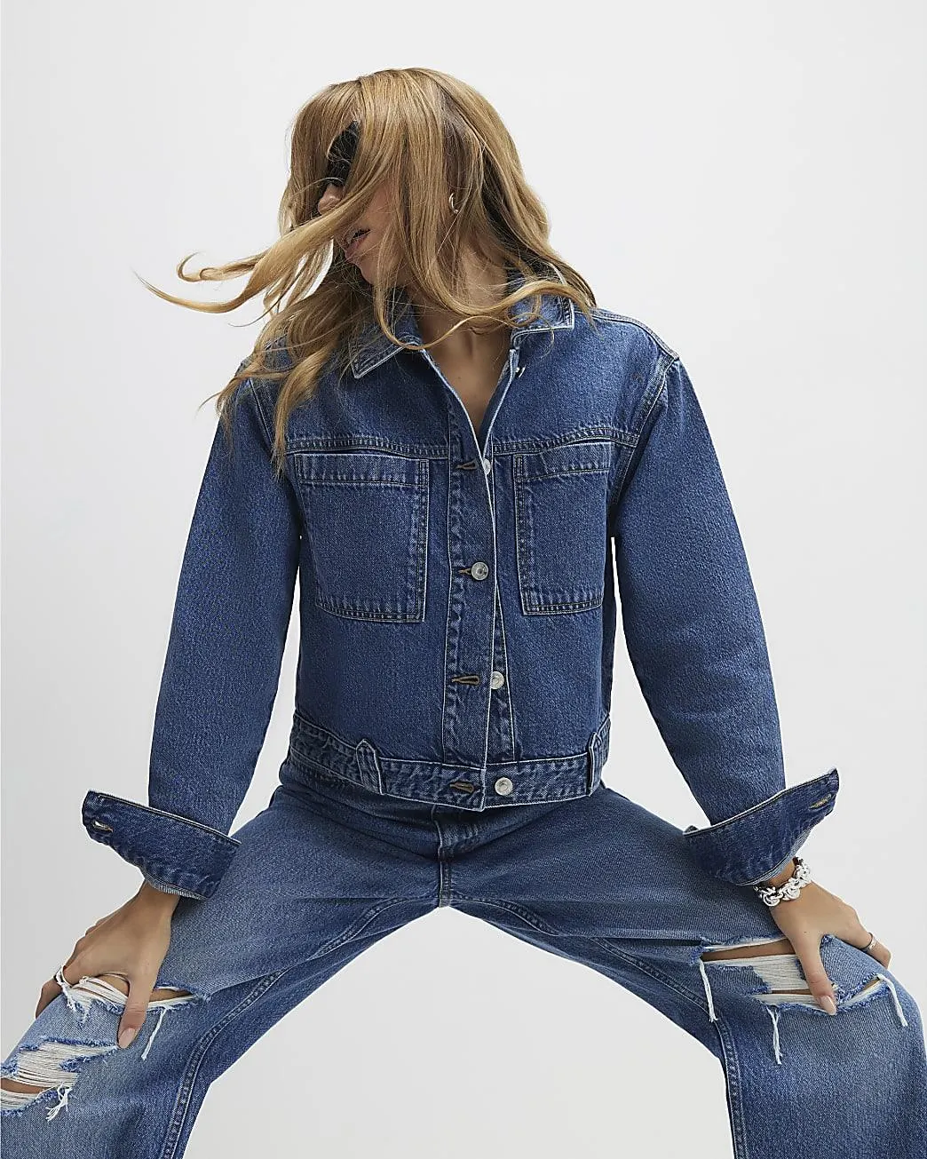 Blue Denim Long Sleeve Pocket Jacket