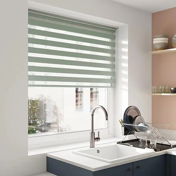 GoodHome Elin Corded Celadon green Day & night Roller Blind (W)160cm (L)180cm