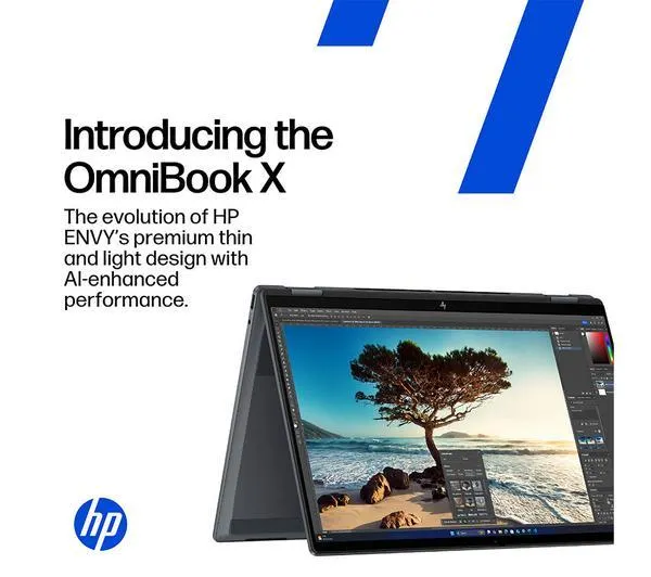 HP OmniBook X 14" 2 in 1 Laptop, Copilot+ PC - Intel® Core™ Ultra 5, 512 GB SSD, Silver
