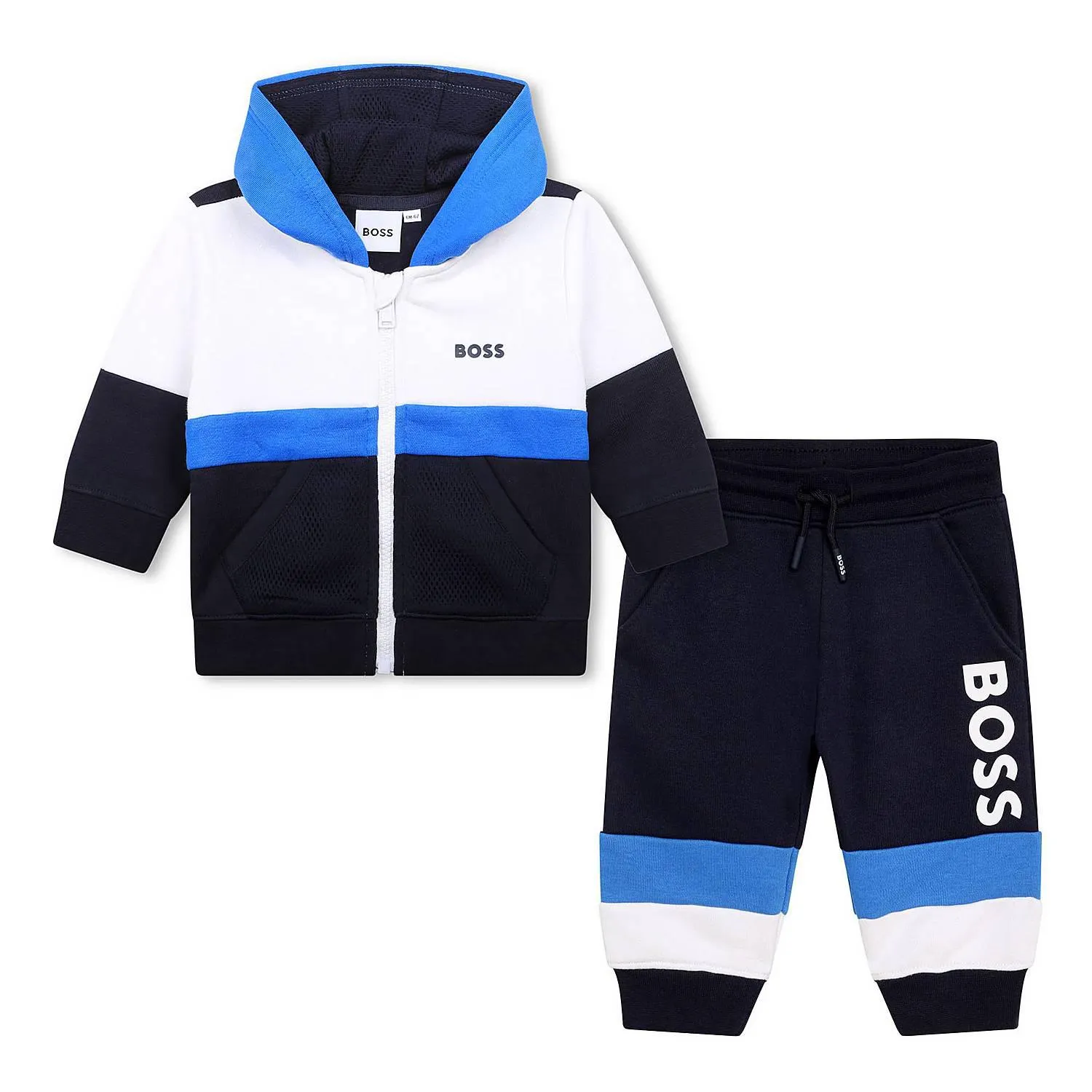 Colourblock Logo Hoodie and Track Pants Two-Piece Set