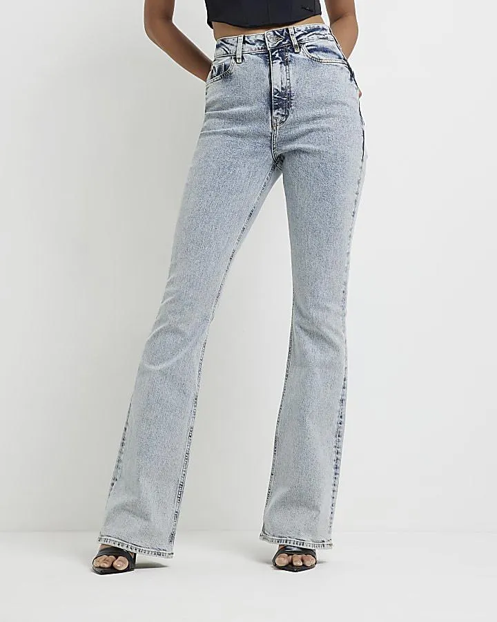Blue high waisted bum sculpt flared jeans