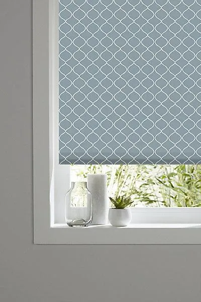 Boreas Corded Light blue Diamond Blackout Roller Blind (W)180cm (L)180cm