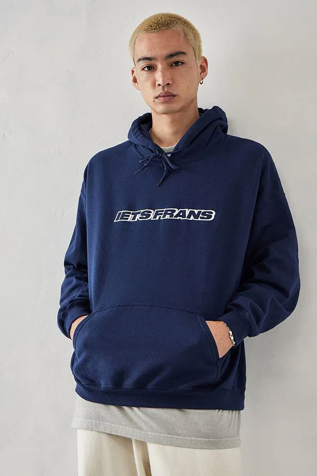 iets frans... Navy Big Embroidered Hoodie