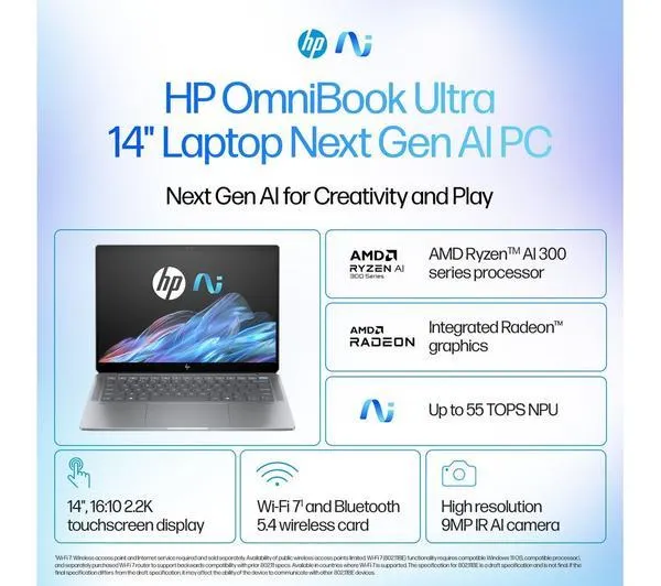 HP OmniBook Ultra 14" Laptop - AMD Ryzen AI 9, 1 TB SSD, Silver