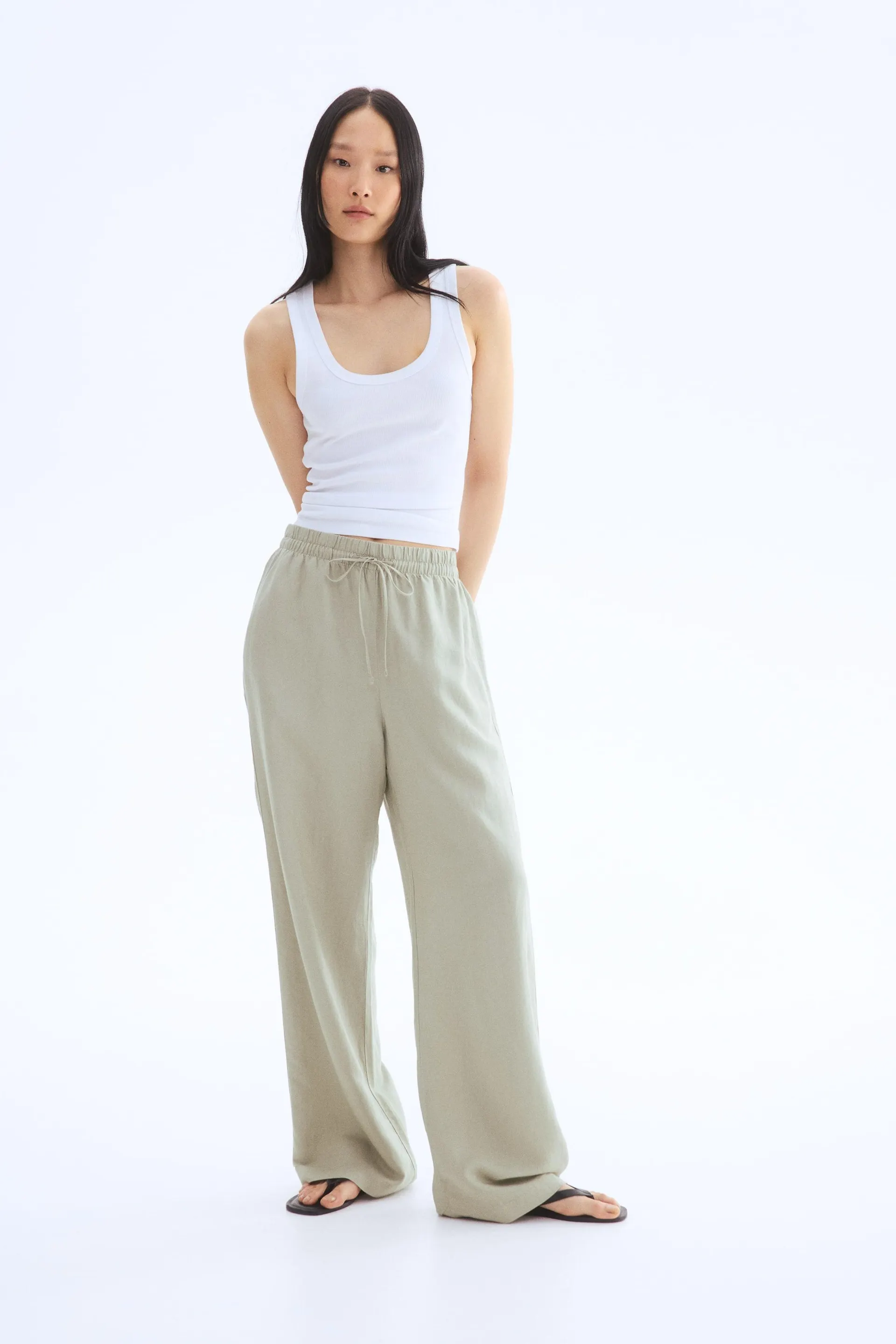 Linen-blend trousers