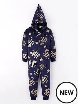 Hood Detail Fleece All In One - Navy