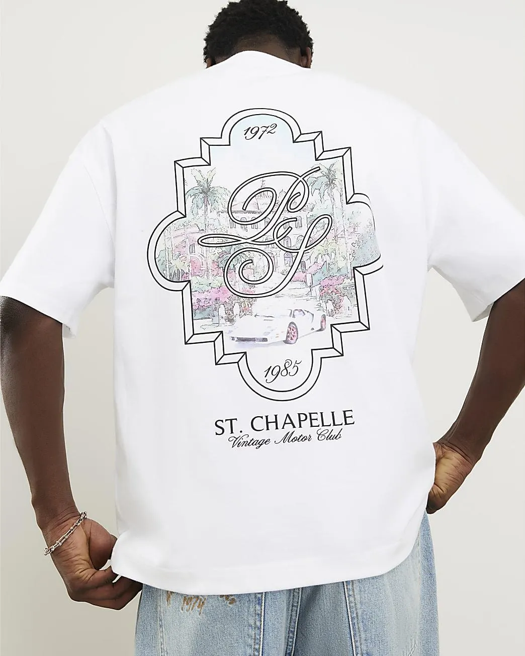 White Oversized Fit Back Crest T-Shirt