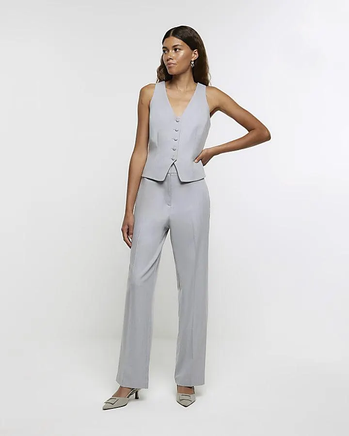 Grey Straight Leg Trousers