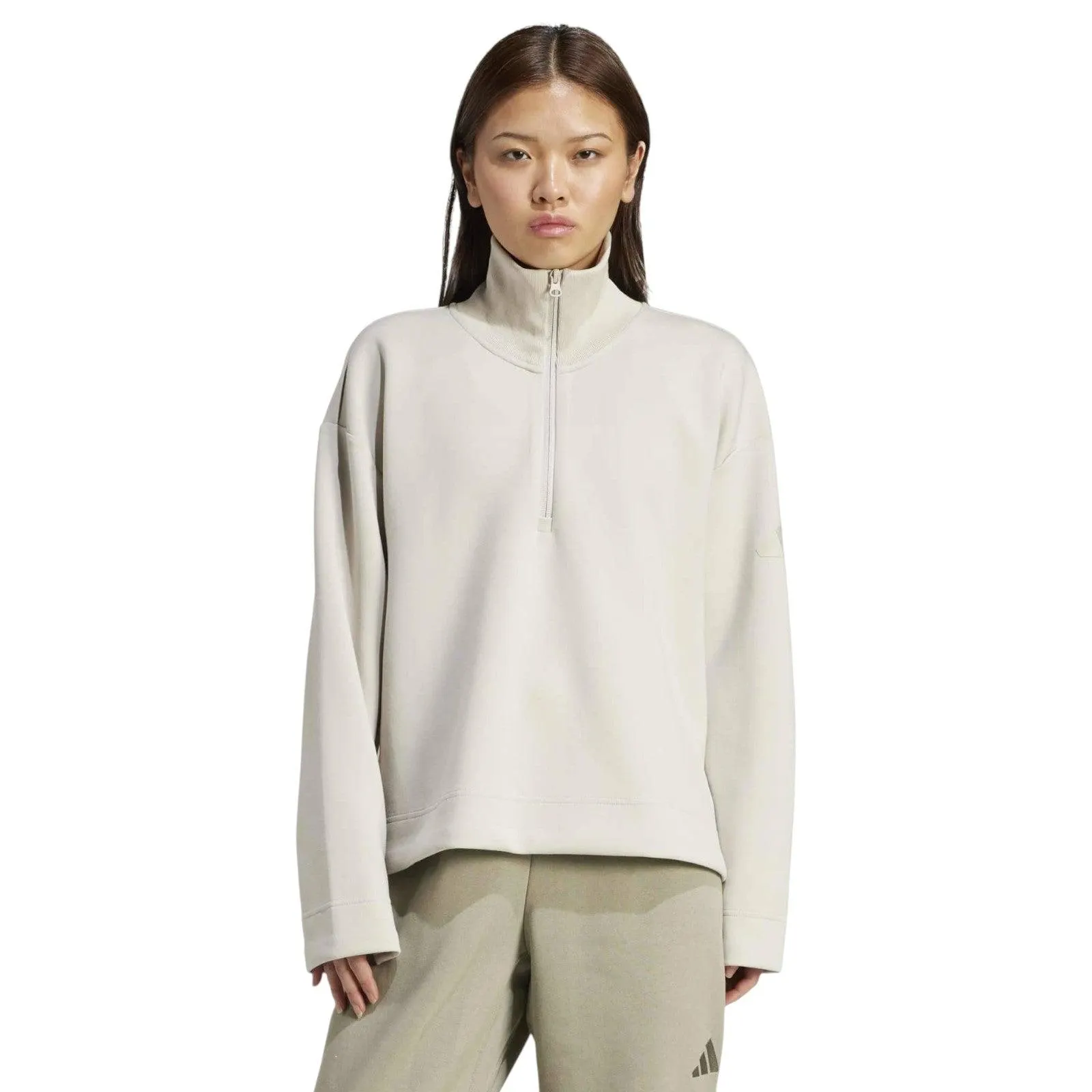 adidas Soft Lux Womens Half-Zip Loose-Fit Sweatshirt