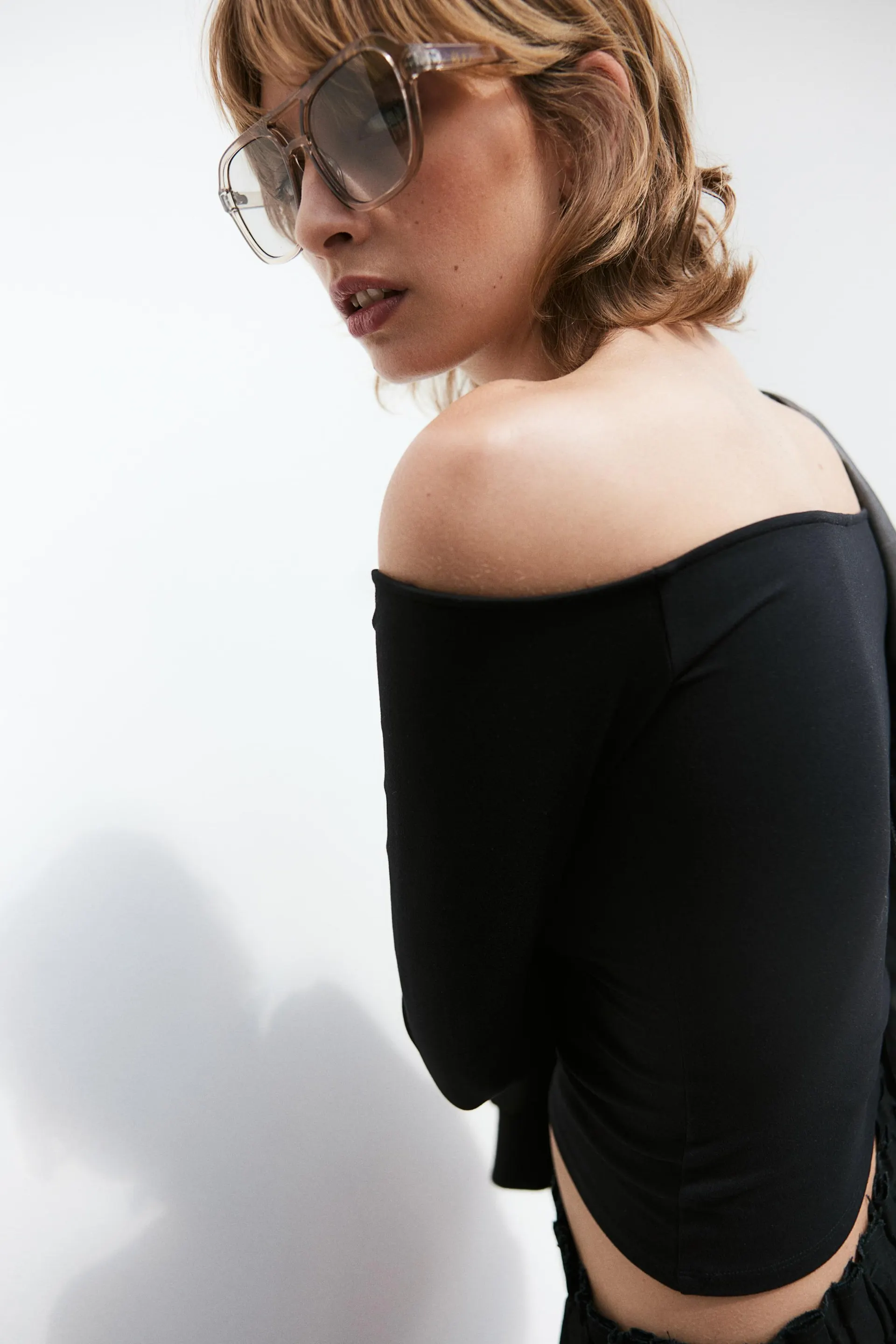 Off-the-shoulder jersey top