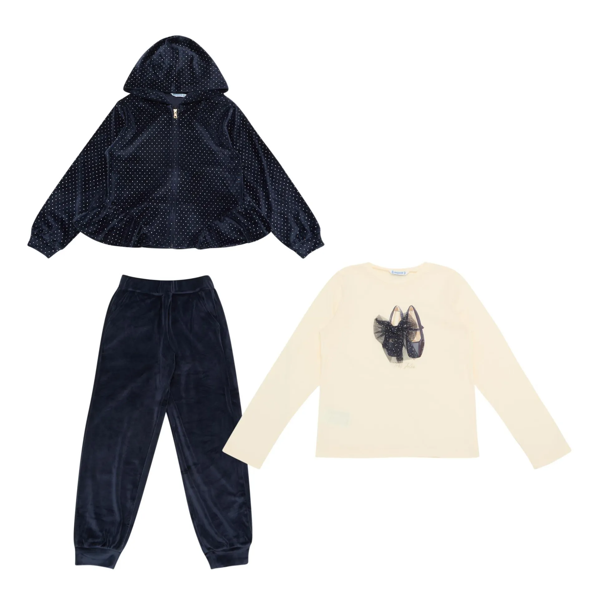 Three-Piece Embellished Hoodie, T-Shirt & Sweatpants Set