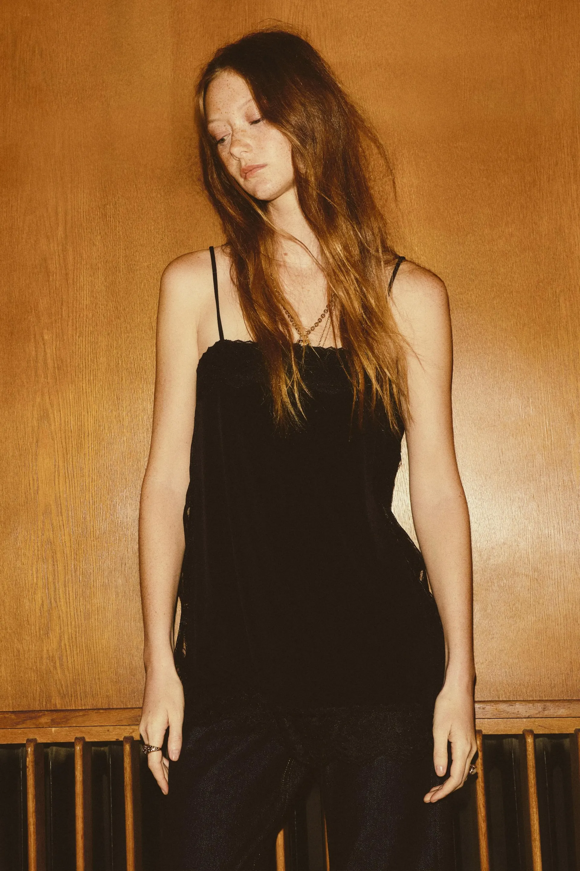 Lace-trimmed strappy top