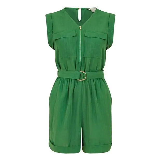 Yumi Green Utility Playsuit With Pockets