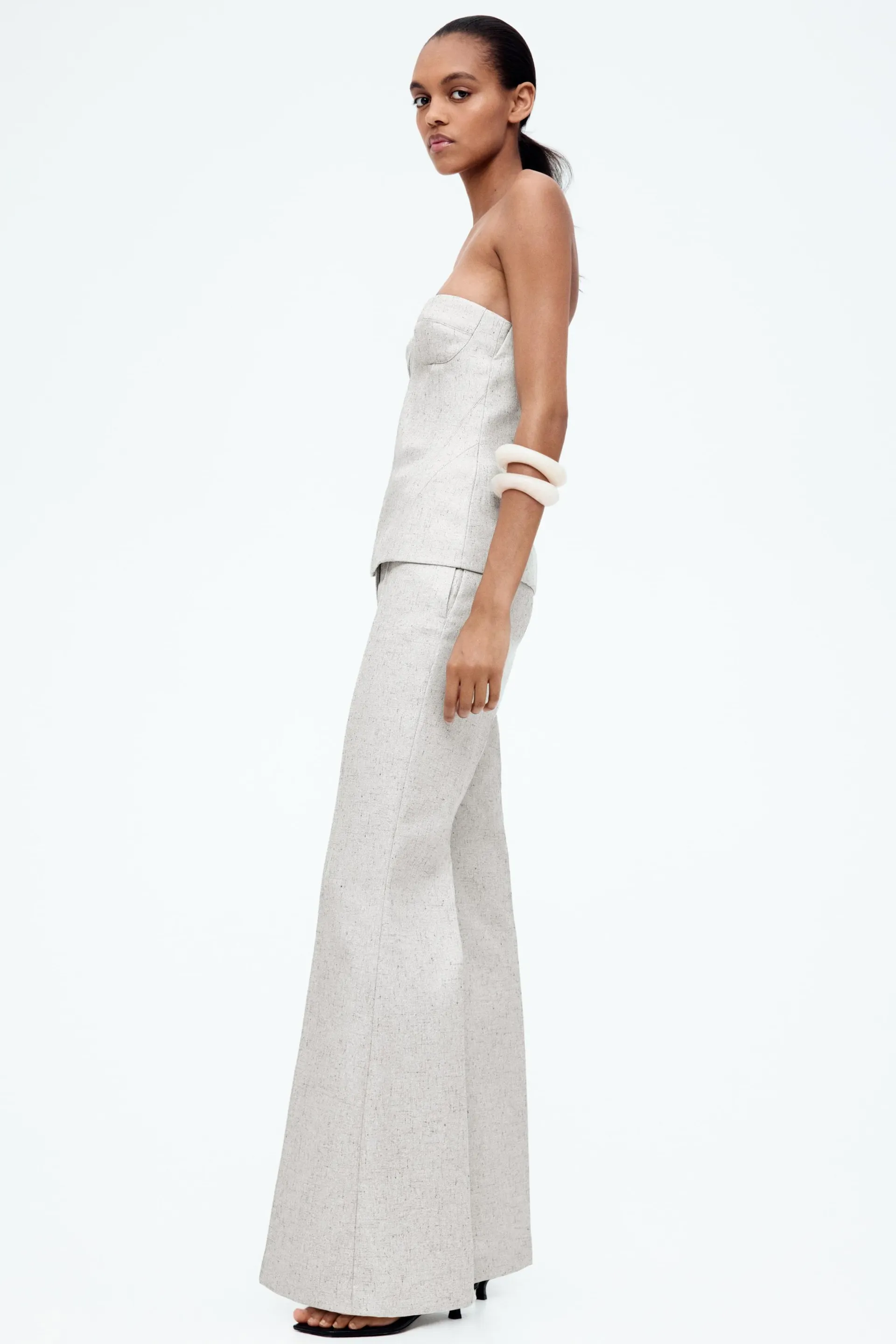 Flared crease-leg trousers