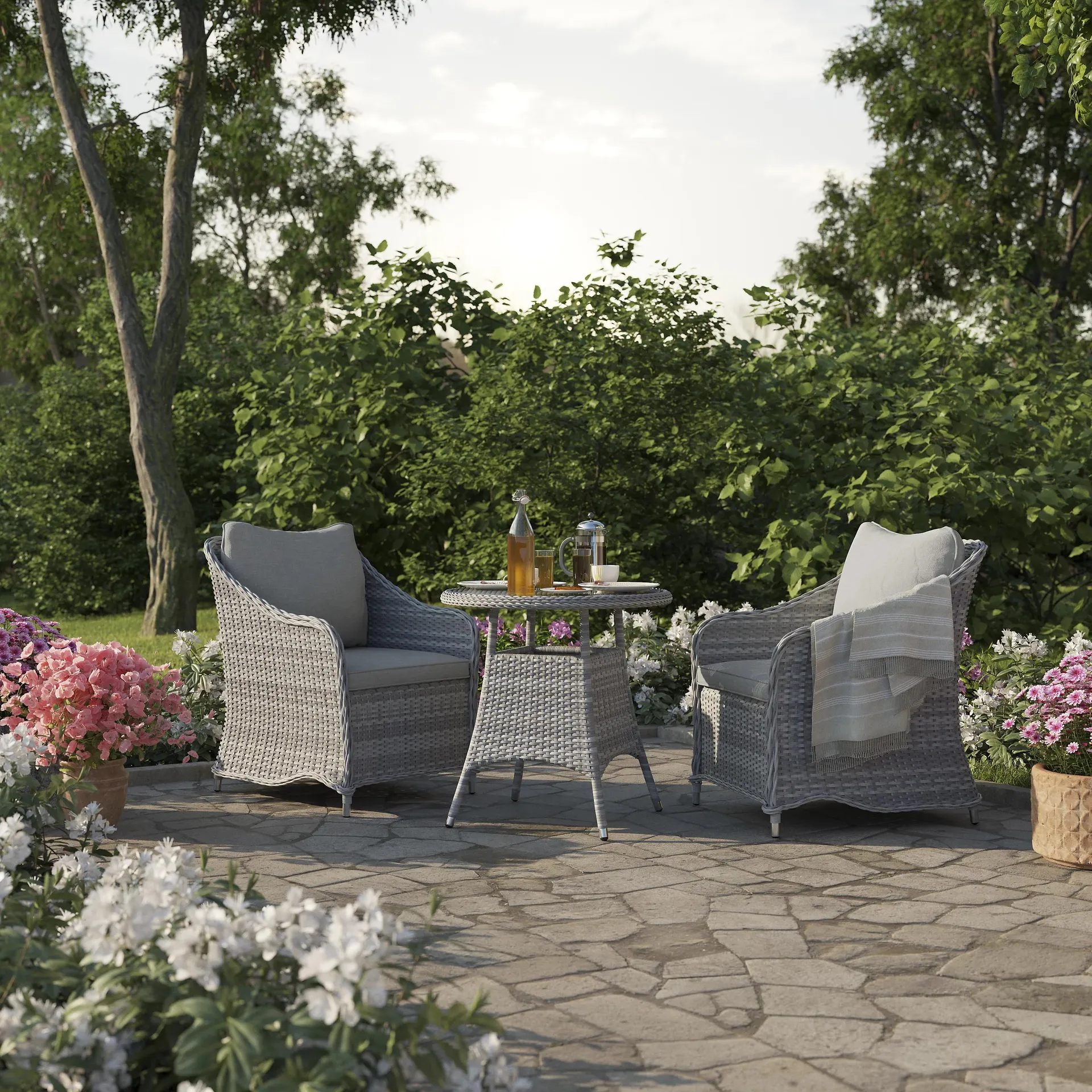 GoodHome Hamilton Steeple grey 2 seater Dining set