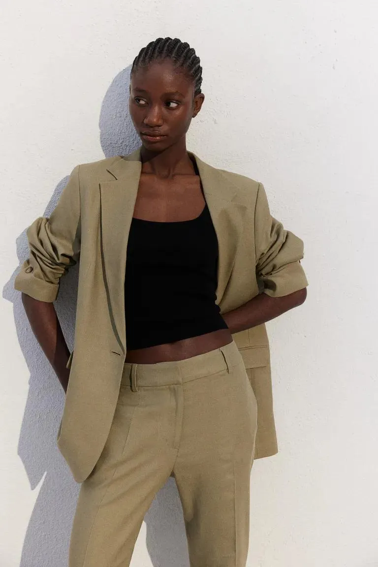 Linen-blend trousers