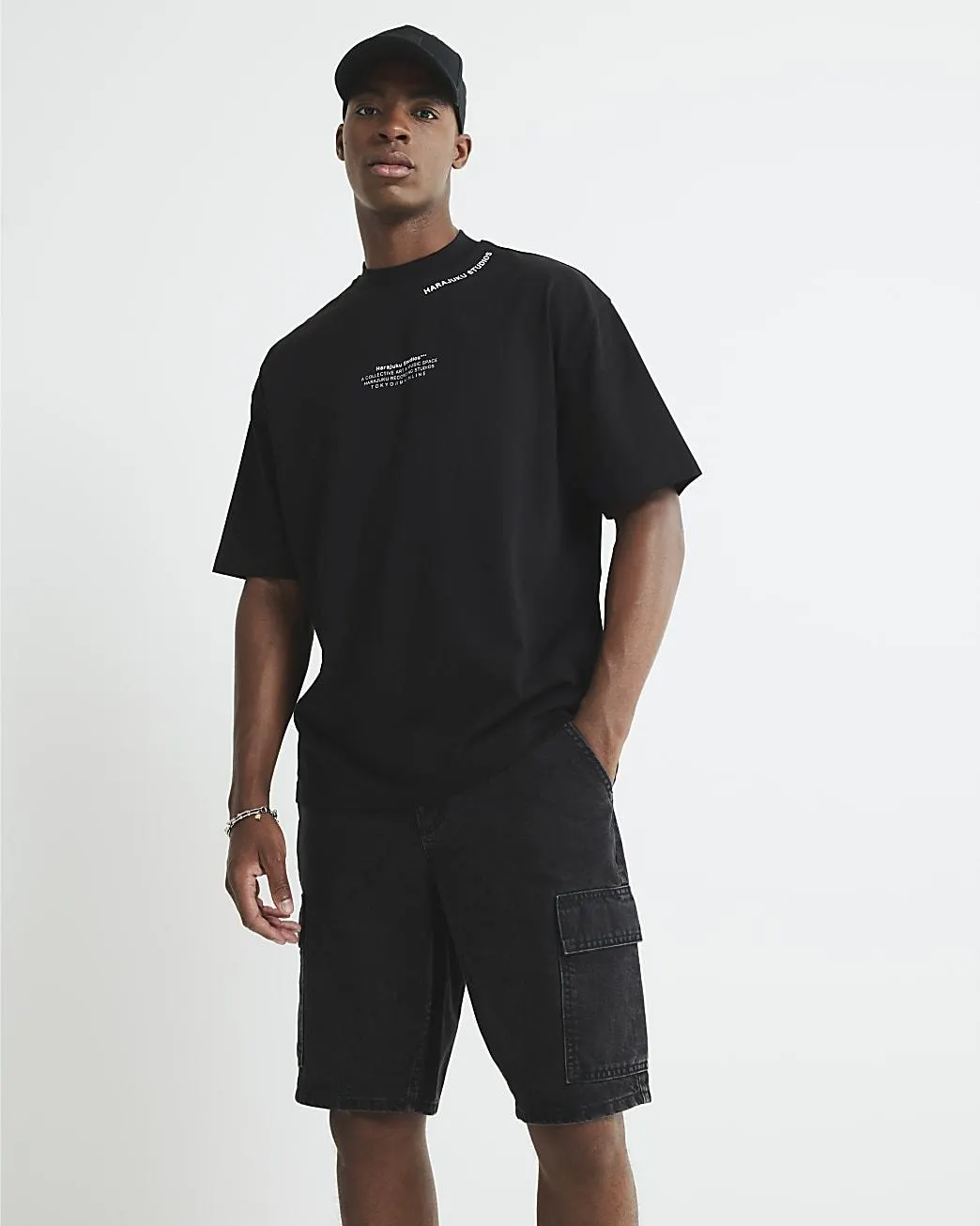 Black Oversized Fit Harajuku Studios T-Shirt