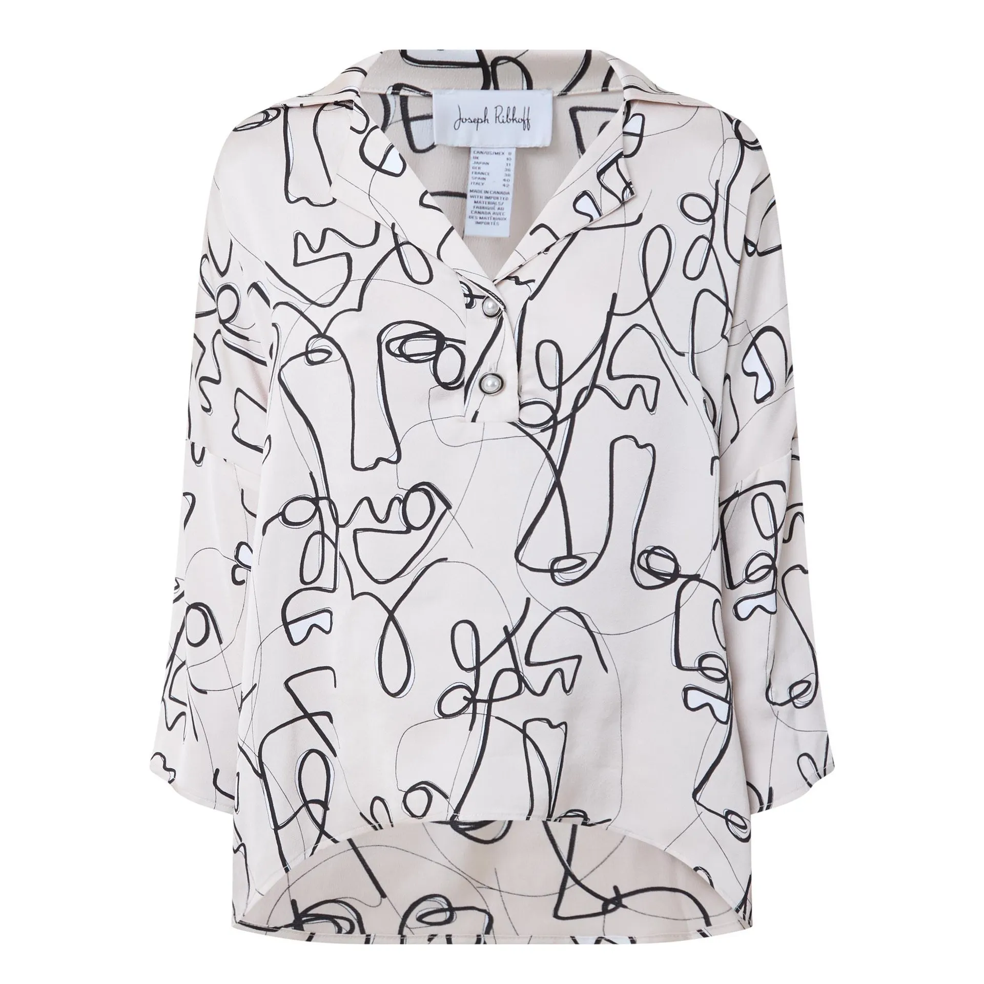 Abstract Face Print Blouse