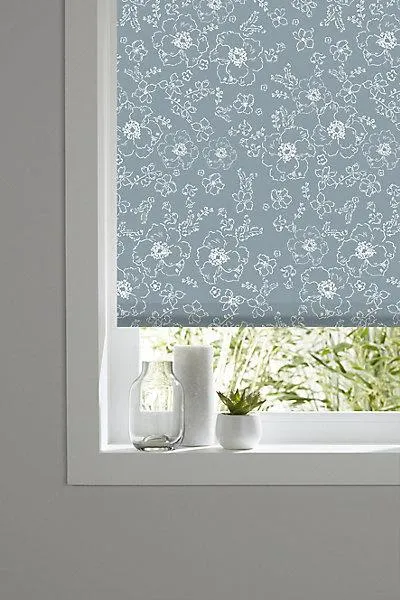 Boreas Corded Light blue Floral Blackout Roller Blind (W)180cm (L)180cm