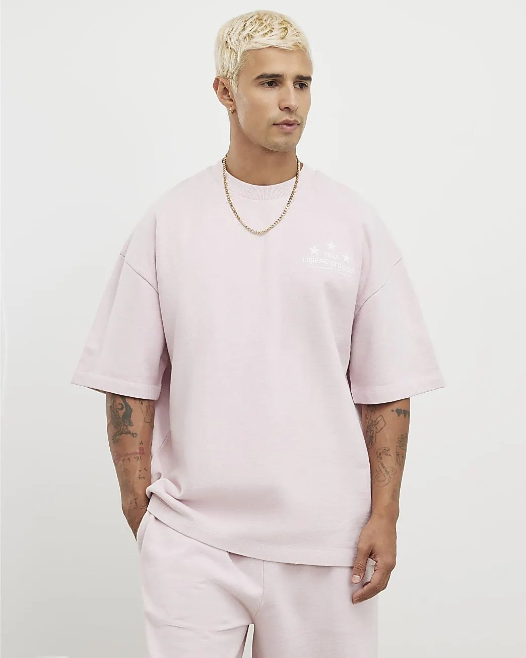 Pink Oversized Fit Lisiere Studios T-Shirt