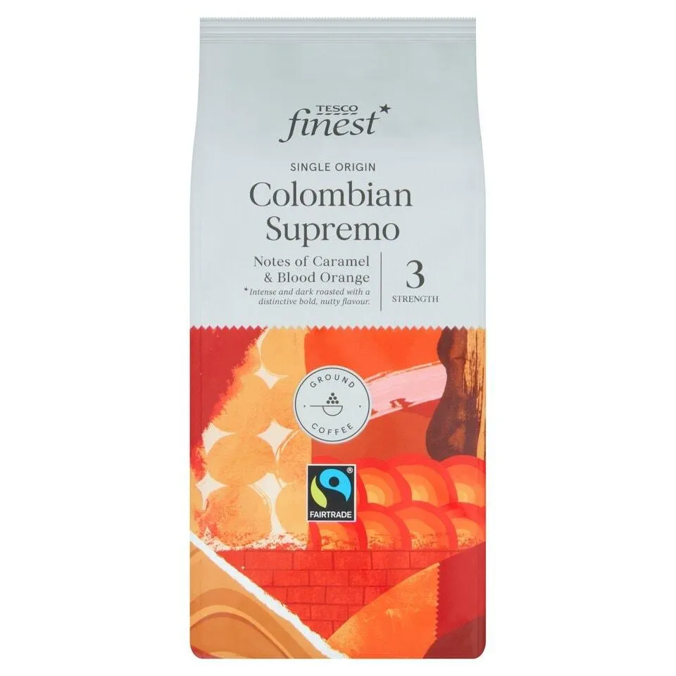 Tesco Finest Fair Trade Colombian Supremo Ground Coffee 227G