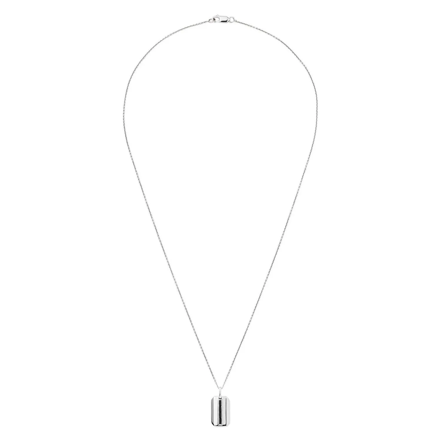 Sterling Silver Black Onyx Tag Necklace