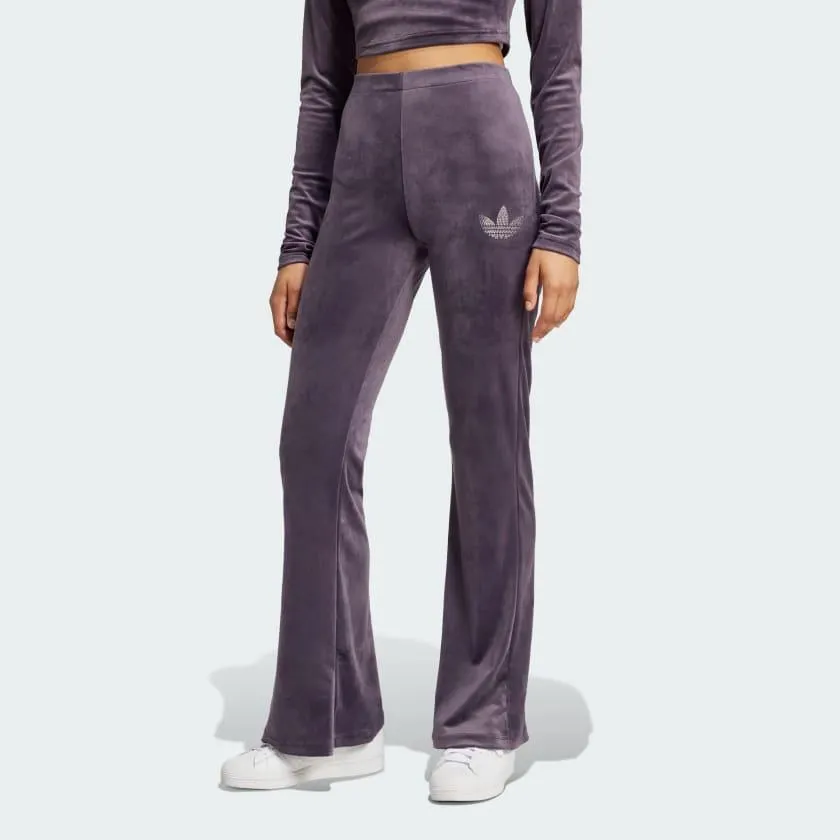 Velvet Joggers With Rhinestone Trefoil