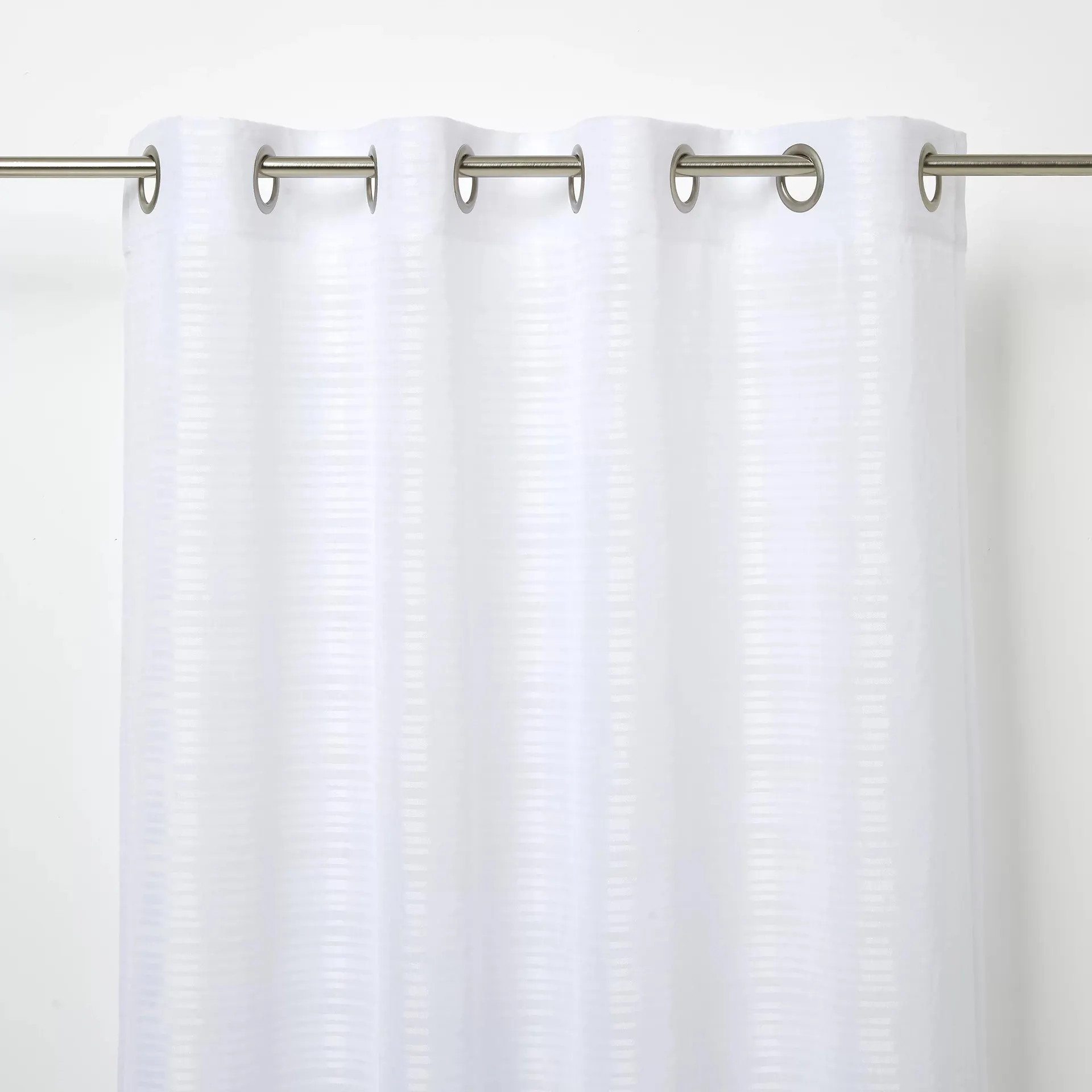 Gorham White Horizontal stripe Unlined Eyelet Voile curtain (W)140cm (L)260cm, Single
