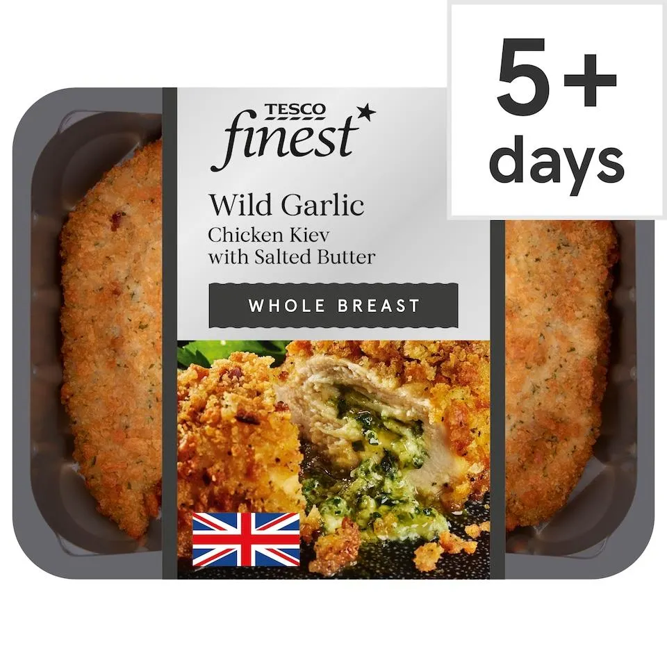 Tesco Finest Roasted Garlic Chicken Kiev With Salted Butter 385G